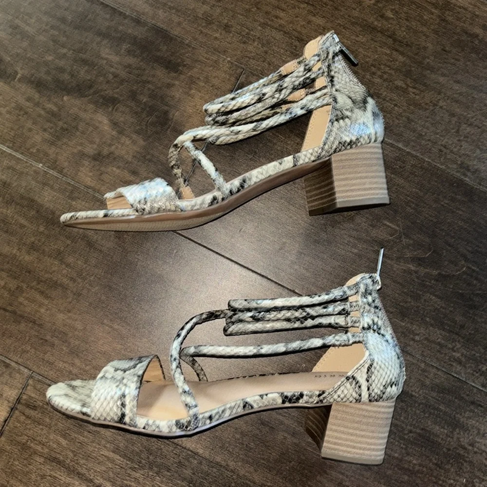 Torrid Snakeskin Zipper Back Sandals